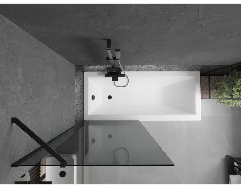 Mexen Next, vaňová zástena 1-krídlová 80 x 150 cm, fixné krídlo, 6 mm šedé sklo, čierny profil, 895-080-000-00-40-70