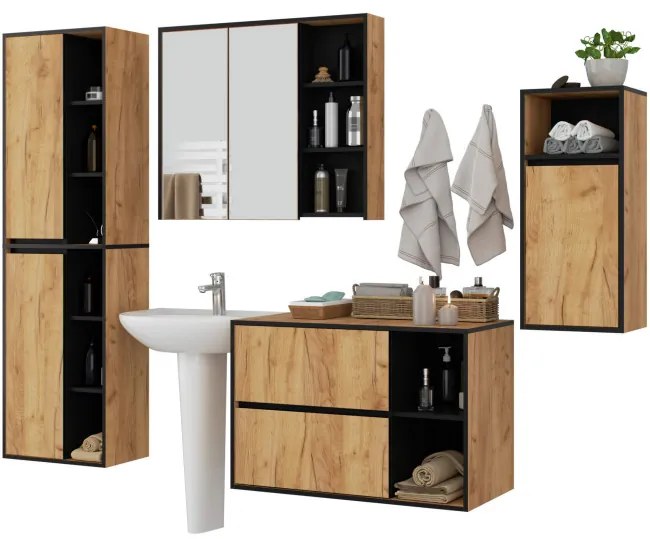 Kúpeľňová zostava VAMI čierna / dub craft