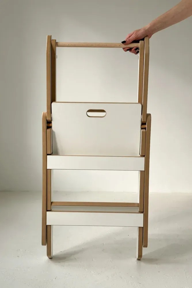 Učiaca montessori detská veža skladacia biela