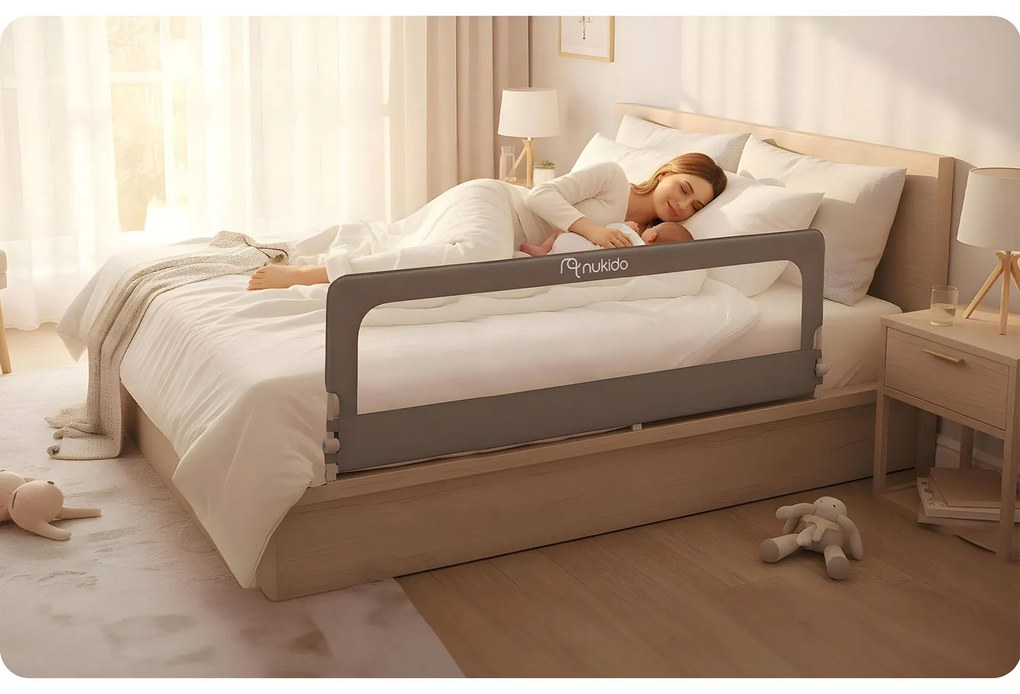 Bezpečnostná zábrana k posteli 180 cm Nukido NK-228 - sivá