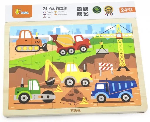 Puzzle na podstavci Viga 51463 24 dielikov - na stavbe