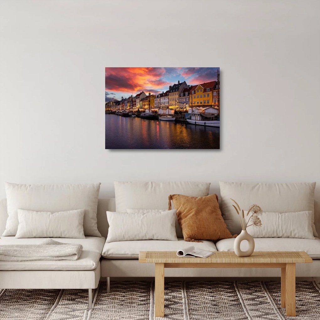 Sklenený obraz - Nyhavn, Kodaň (70x50 cm)