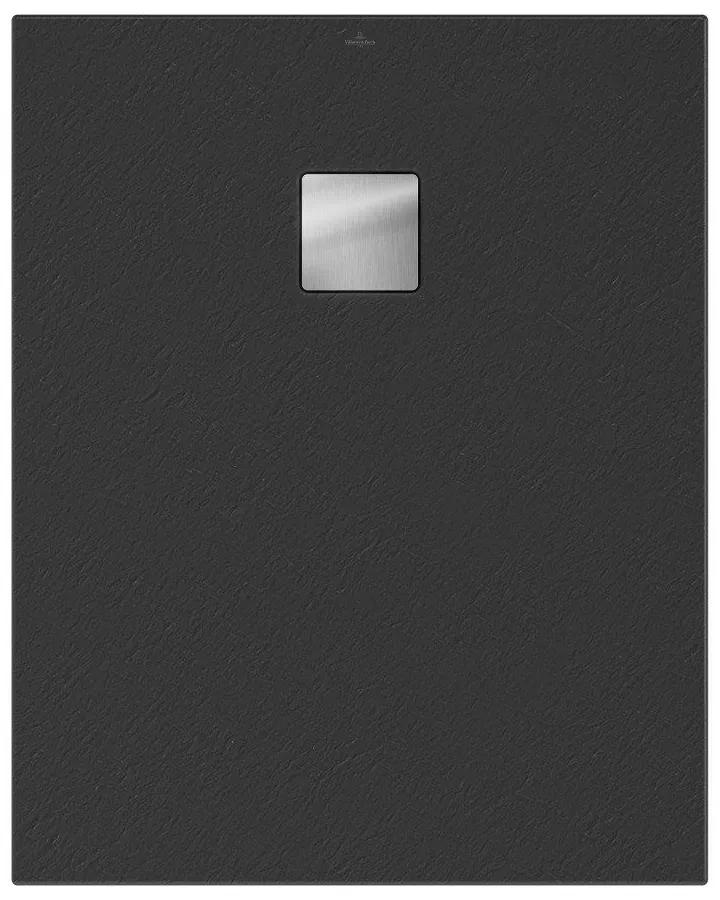 VILLEROY &amp; BOCH Planeo obdĺžniková sprchová vanička akrylátová, s technológiou RockLite, štandardný model, protišmyk (A), 1000 x 800 x 40 mm, Nature Anthracite, UDA1080PLA2V-1N