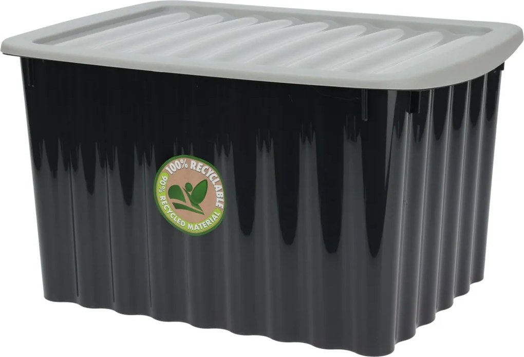 Úložný box s vekom 30x16 cm, čierny, recyklovatelný  plast