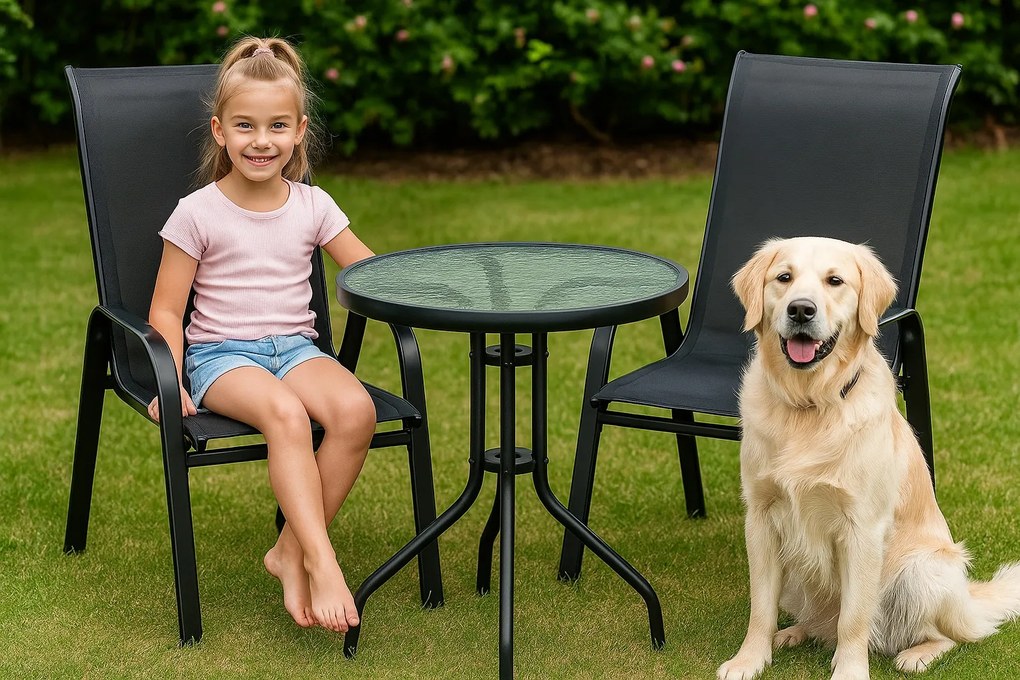 TRENDIE Zostava záhradného nábytku - 2 stoličky a stôl 60cm okrúhly