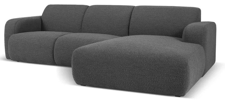 Tmavosivá rohová pohovka z textílie bouclé (pravý roh) Molino – Micadoni Home