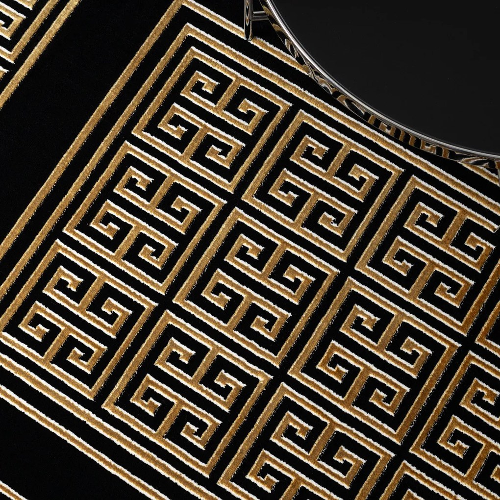 Dywany Łuszczów, Kusový koberec Allure 1968 black/gold, 180x270, čierna, kancelária