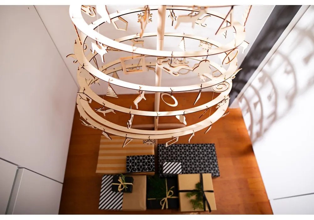 Súprava 10 drevených vianočných dekorácií Spira Medium