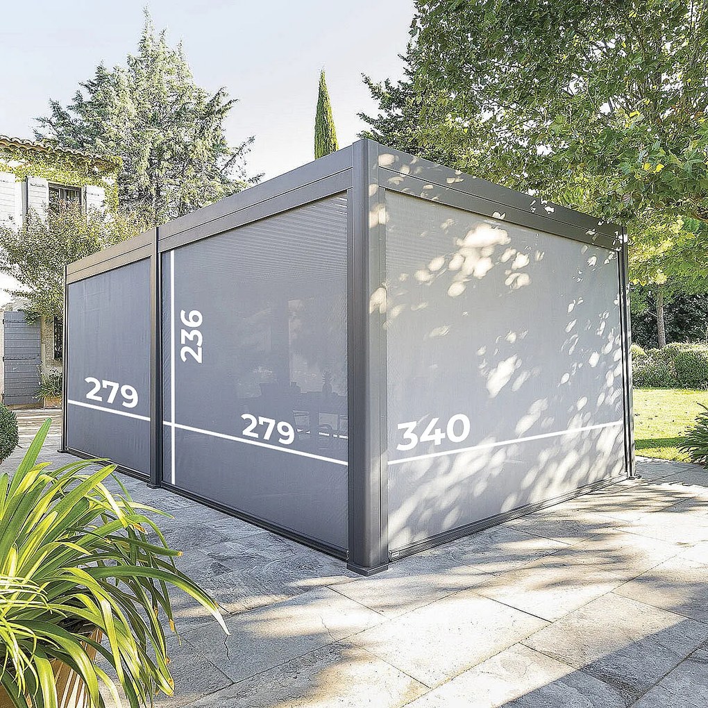 Deokork Záhradný hliníkový altánok elektrický MEGAN 6x3,6 m (grafit)
