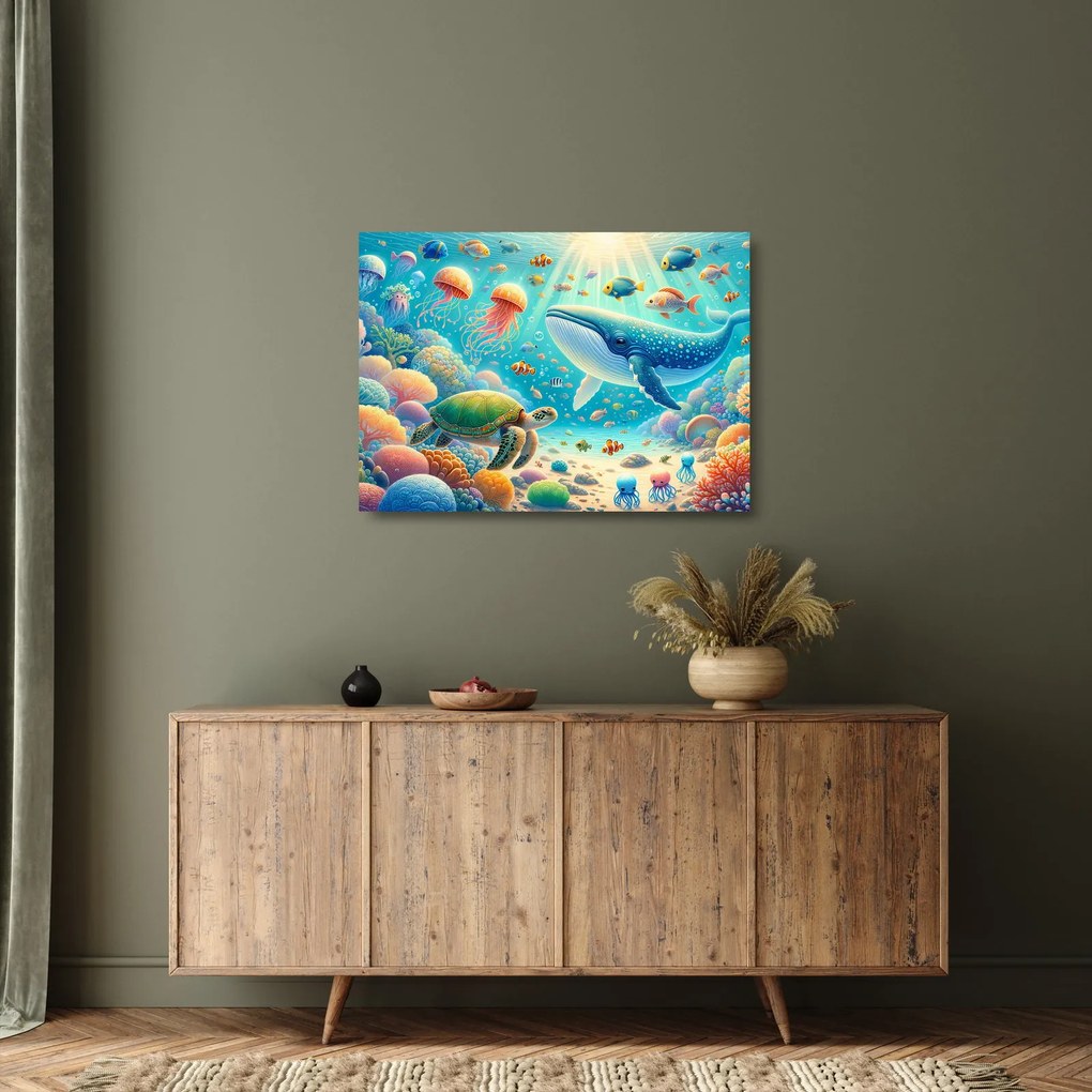 Sklenený obraz - Svet pod hladinou (70x50 cm)