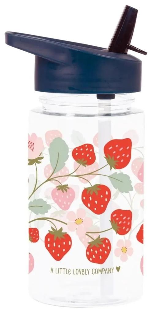 A Little Lovely Company Detská fľaša so slamkou Strawberries 450 ml