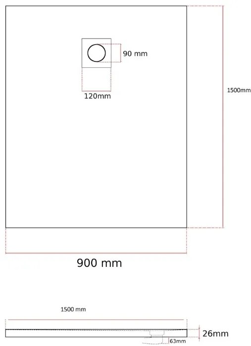 Erga Oldaf, SMC obdĺžniková sprchová vanička 150 x 90 cm, čierna matná, ERG-GMA-OL-90150BK