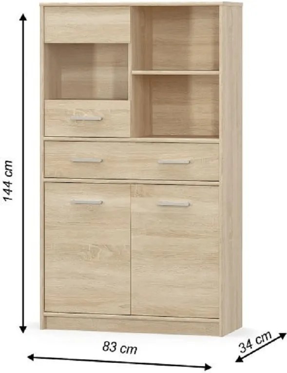 Vitrína 2D1W1S/80, dub sonoma, TEYO