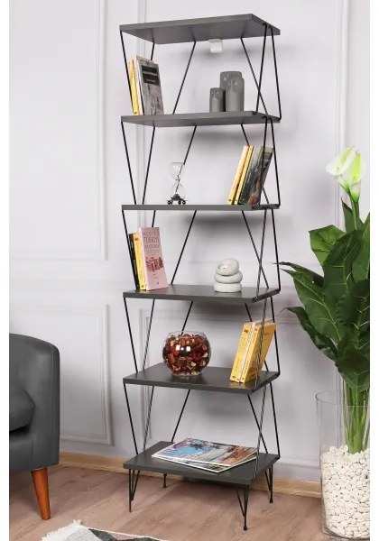 Knižnica BALABAN 165x48 cm antracit/čierna