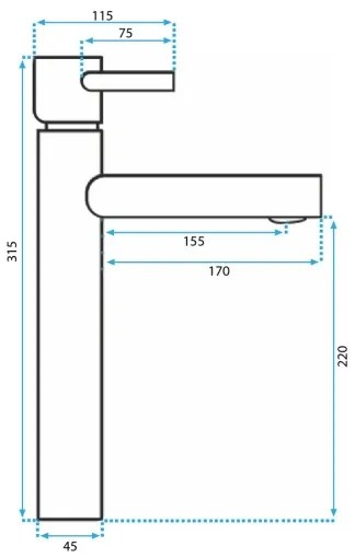 REA-B0229 - Umývadlová batéria TESS 31,5 cm čierna