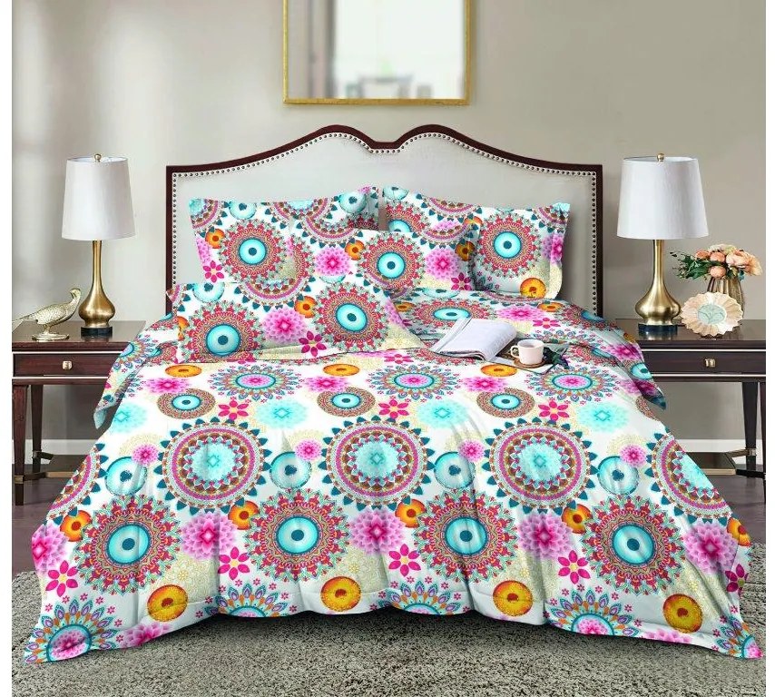 Obliečky z mikrovlákna GEOMANDALA farebné Rozmer obliečky: 2 ks 70 x 90 cm | 200 x 220 cm