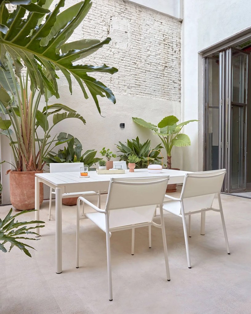Záhradný rozkladací stôl tana 140 (200) x 90 cm biely MUZZA