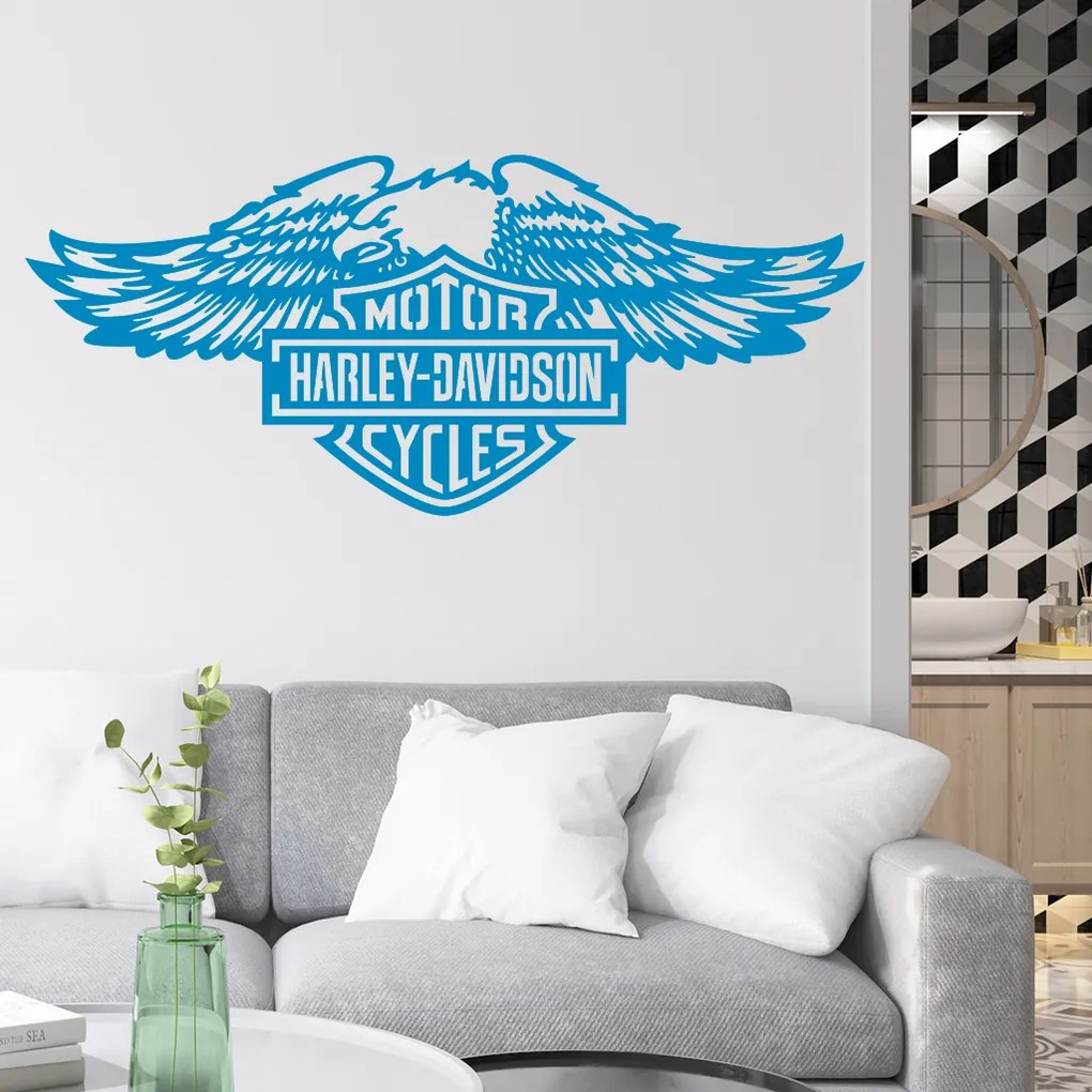 Veselá Stena Samolepka na stenu na stenu Harley Davidson orol Farba: bílá, Veľkosť: 60 x 26 cm