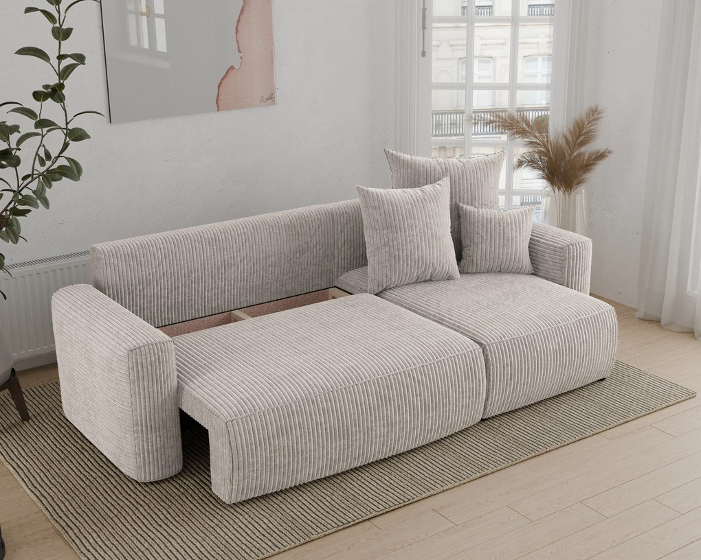 Rohová sedačka Denia (P) (mliečna). Akcia -20%. Vlastná spoľahlivá doprava až k Vám domov. 1133128