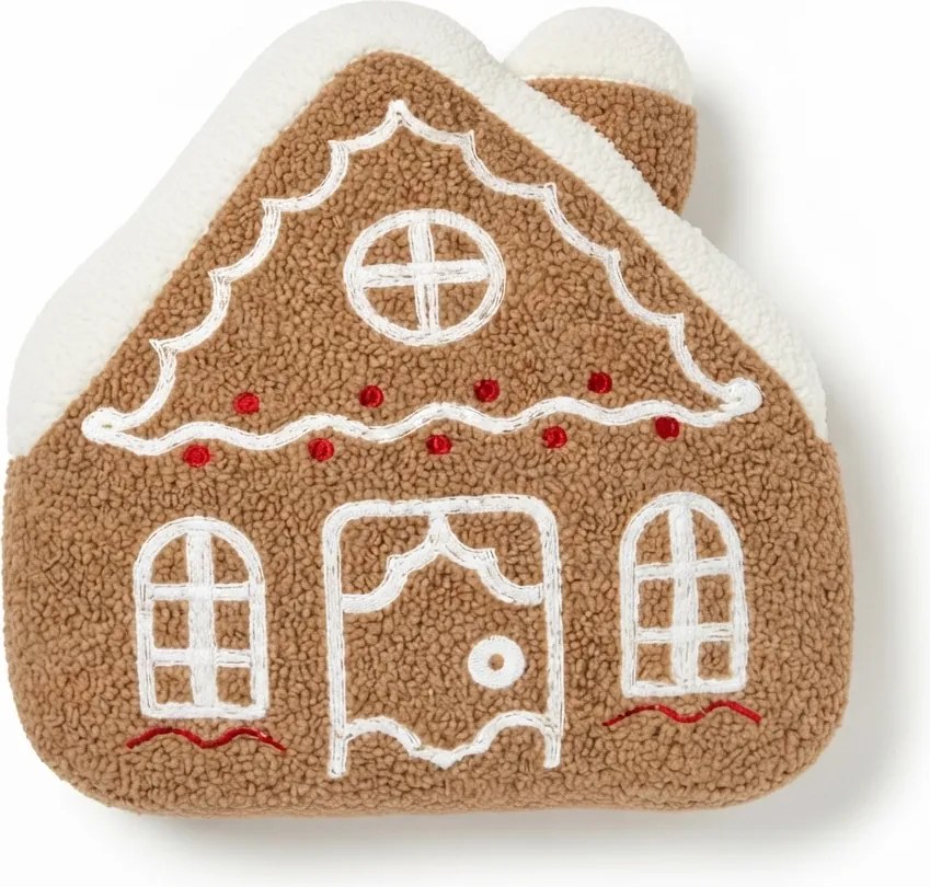 Dekoratívny vankúšik GINGERBREAD HOUSE 40x40 cm, hnedý