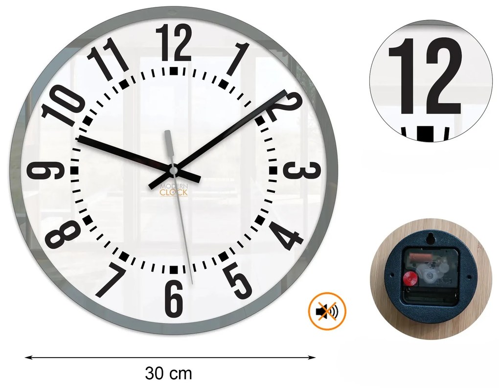 Nástenné hodiny Oskar 30 cm biele/sivé