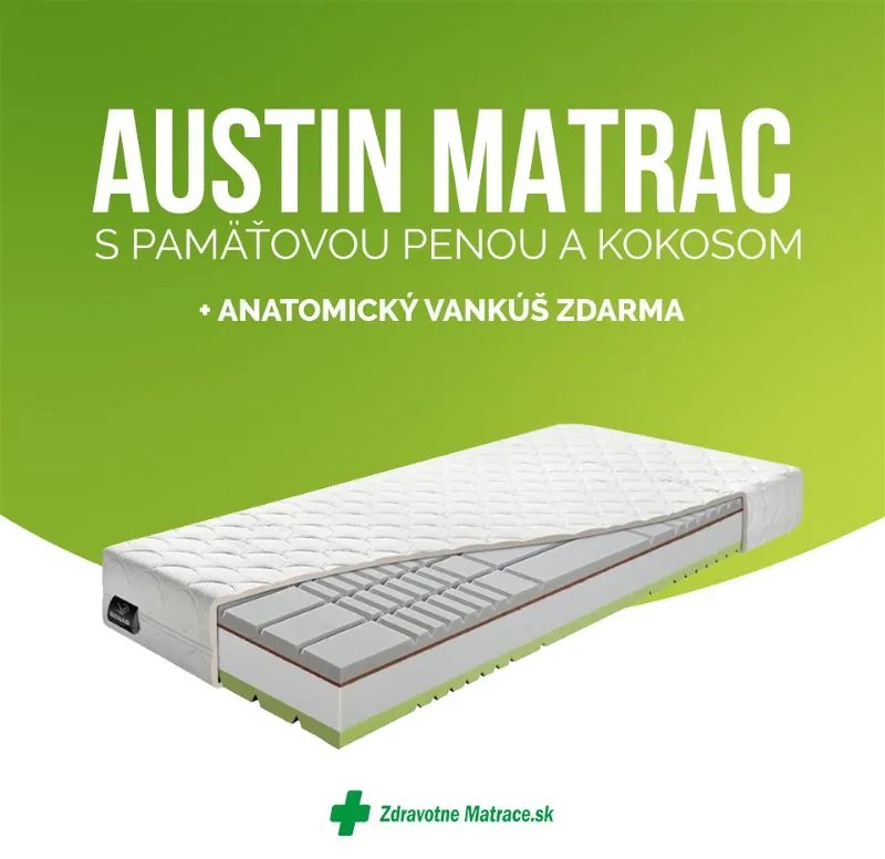 BENAB AUSTIN matrac s pamäťovou penou a kokosom 80x190 cm Prací poťah Medicott Silver 3D