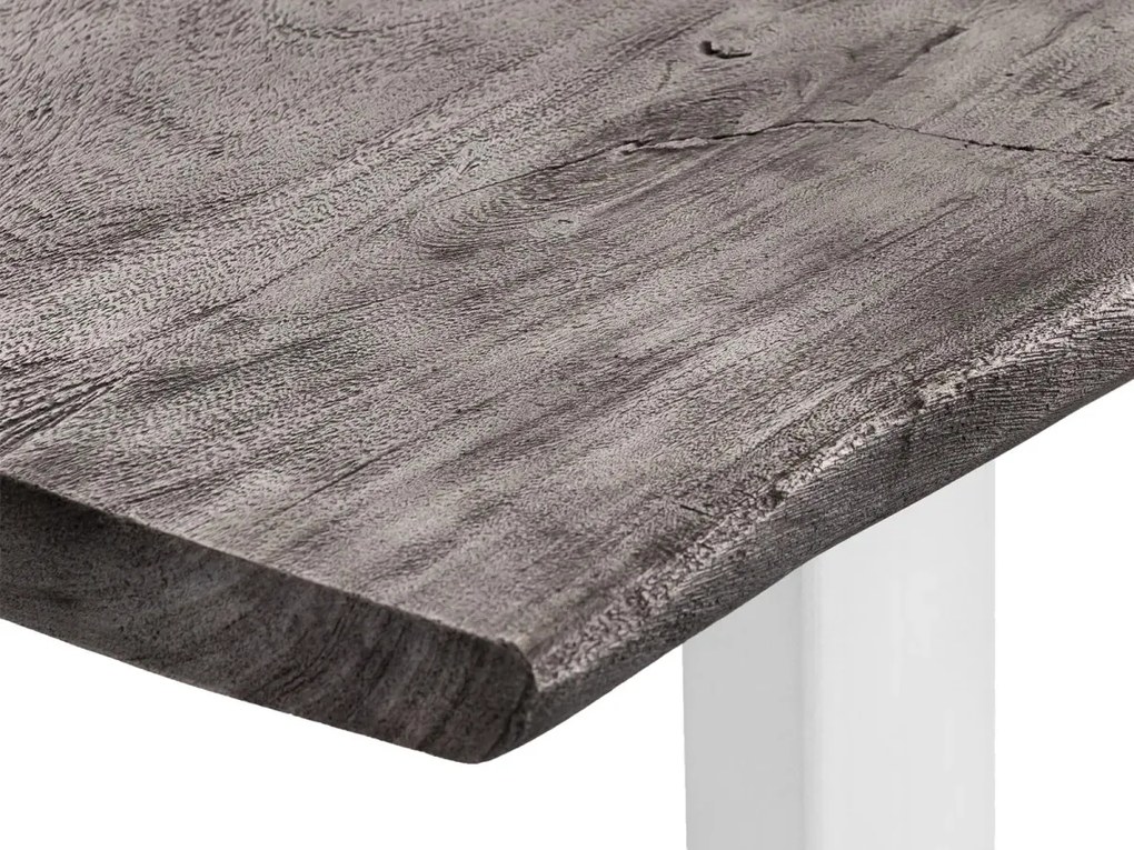 furniture-nabytek.cz - Masivní jídelní stůl Bullwer z akácie a kovu, šedo-bílý, lakovaný – 230×100 cm
