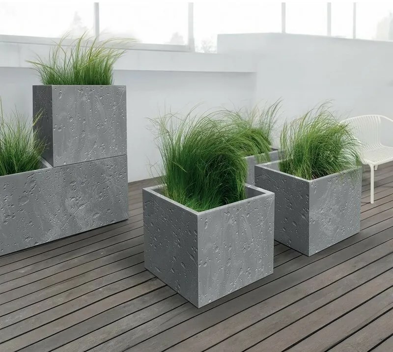 Kvetináč SIERRA SQUARE BETON EFFECT 38,5 cm , sivý