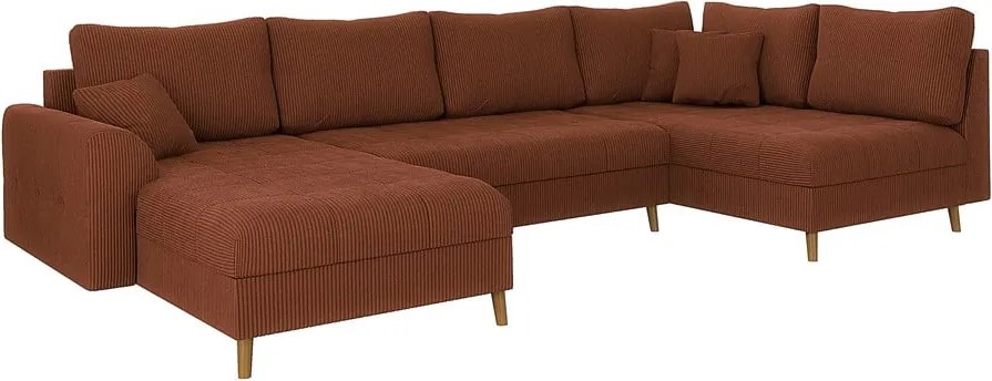 Menčestrová rohová pohovka v tehlovej farbe (ľavý roh) Ariella – Ropez