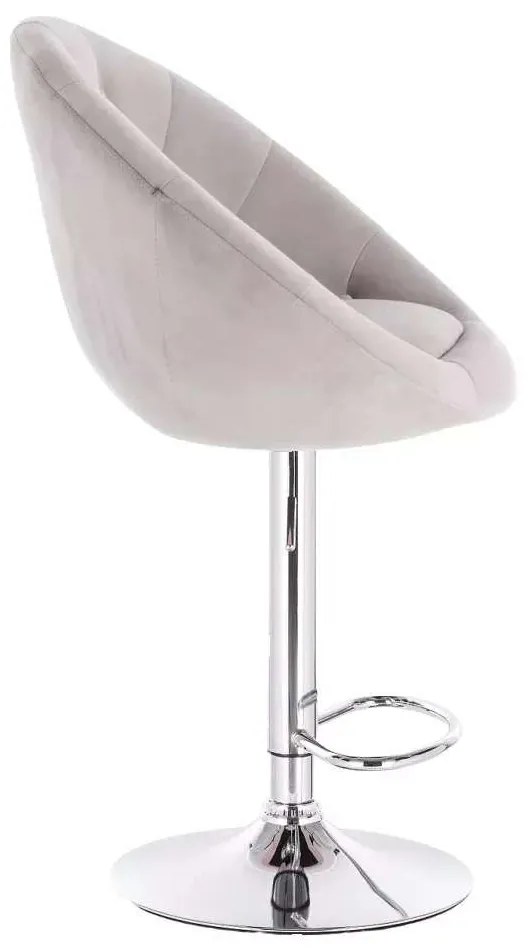 LuxuryForm DESIGN Barová stolička VERA VELUR na striebornom tanieri - svetlo šedá