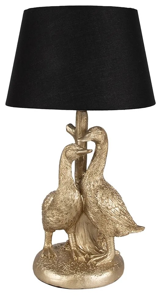 Zlatá stolná lampa s husami a čiernym tienidlom Duck - Ø 20*37 cm E27/max 1*40W