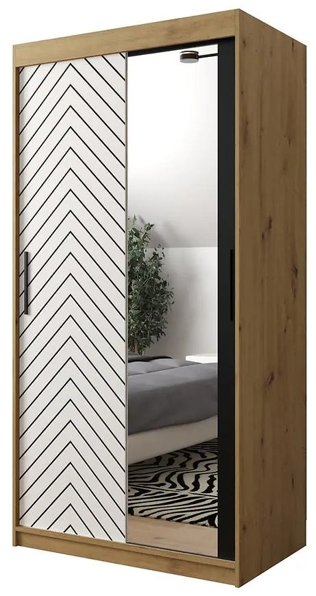 Skriňa Jodełka 2 100 dub Artisan/biely/čierna