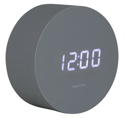 Karlsson 5981GY dizajnové LED hodiny s budíkom sivá, pr. 9 cm
