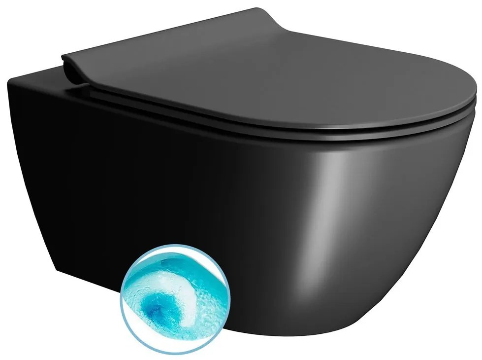 GSI GSI, PURA závesná WC misa, Swirlflush, 55x36 cm, čierna dual-mat, 881526
