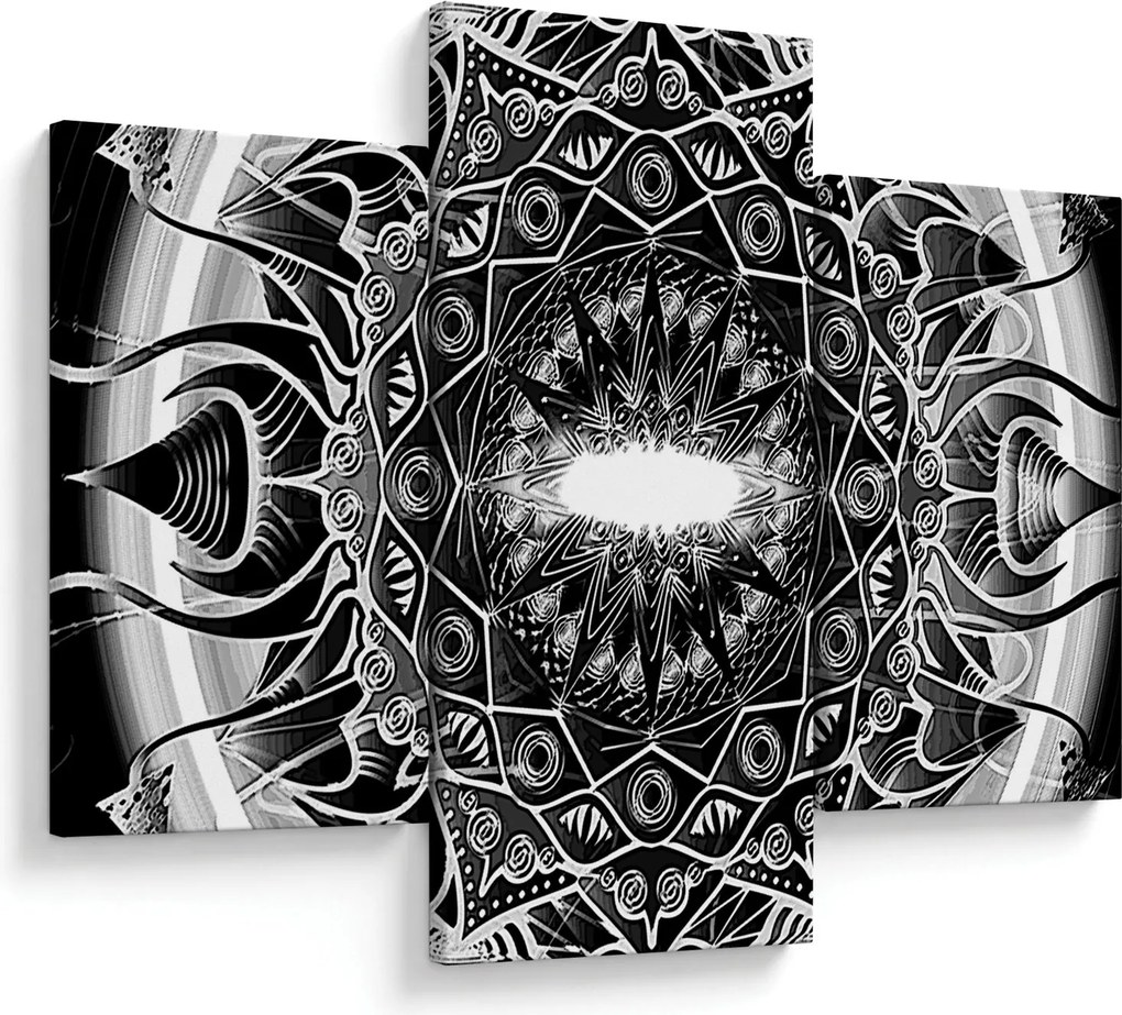 Obraz čiernobielych ornamentov (90x60 cm)