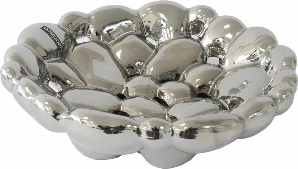 Dekoratívna misa lesklá strieborná, 36x10 cm