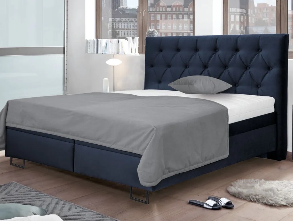 Posteľ Amy 180x200 cm, tmavo modrá látka