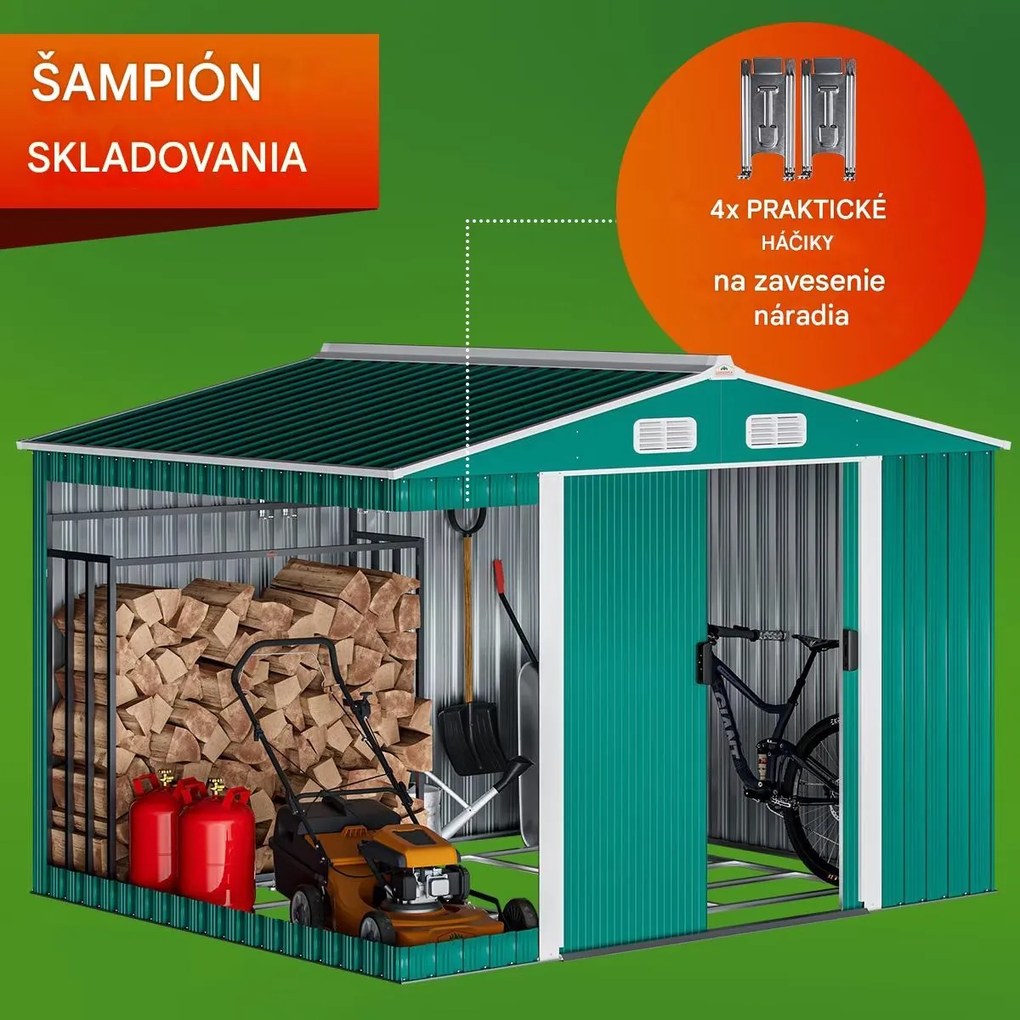 InternetovaZahrada Záhradný domček Z3 257x205x177,5 cm - zelený