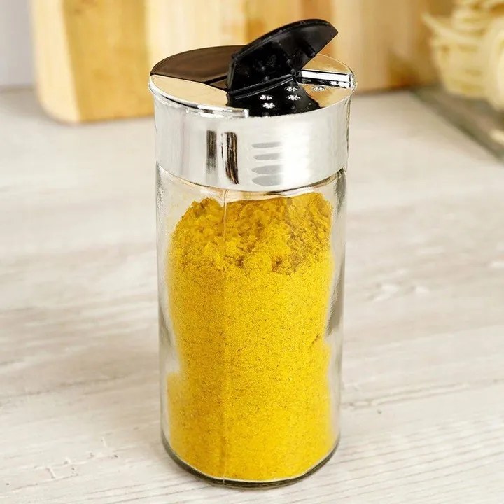 Súprava 6 ks koreničiek, sklenené, s čiernym viečkom a sypátkom, 6 x 100 ml SPICE BLACK