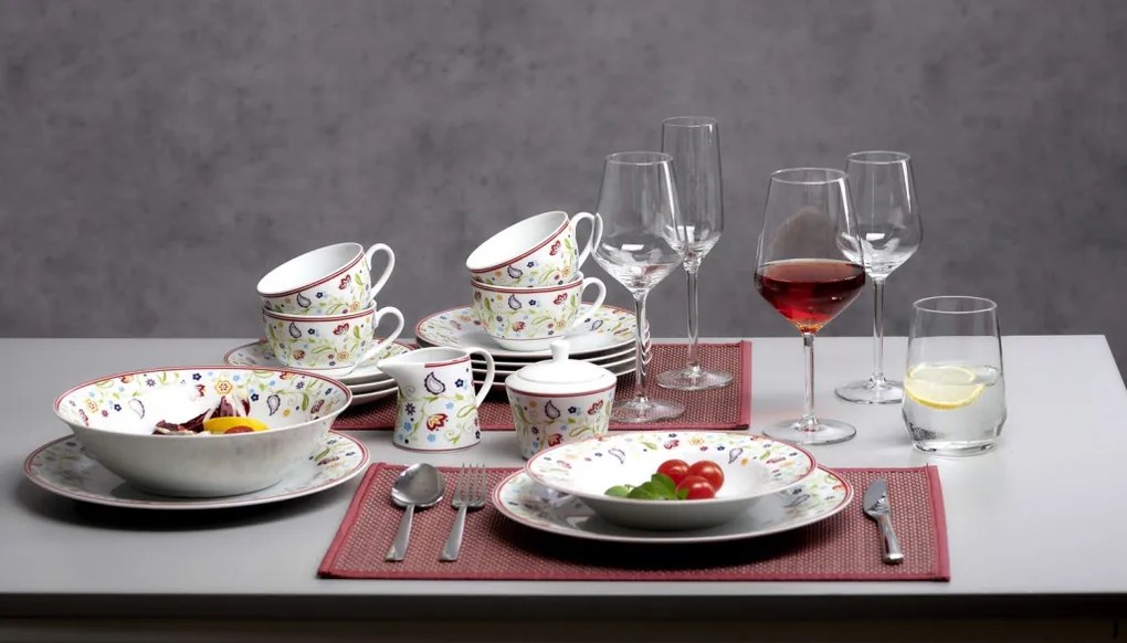 Kávový servis (18 dielov) Shanti Doppio, farebné kvety