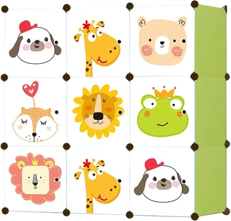 ModernHome Modulárna detská knižnica 9x - zvieratá