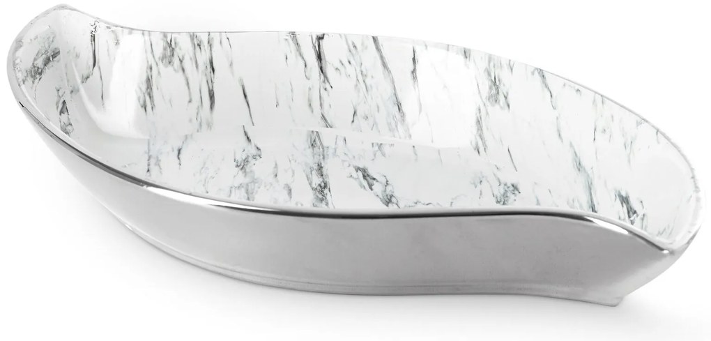 DEKORAČNÁ KERAMICKÁ MISKA SANA (02) 36X19X6 CM BIELY