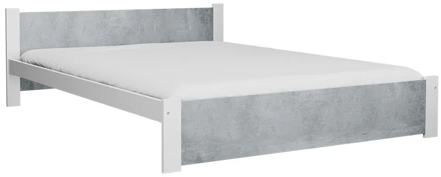 Posteľ IKAROS 140 x 200 cm, betón/biela Rošt: Bez roštu, Matrac: Matrac DELUXE 10 cm