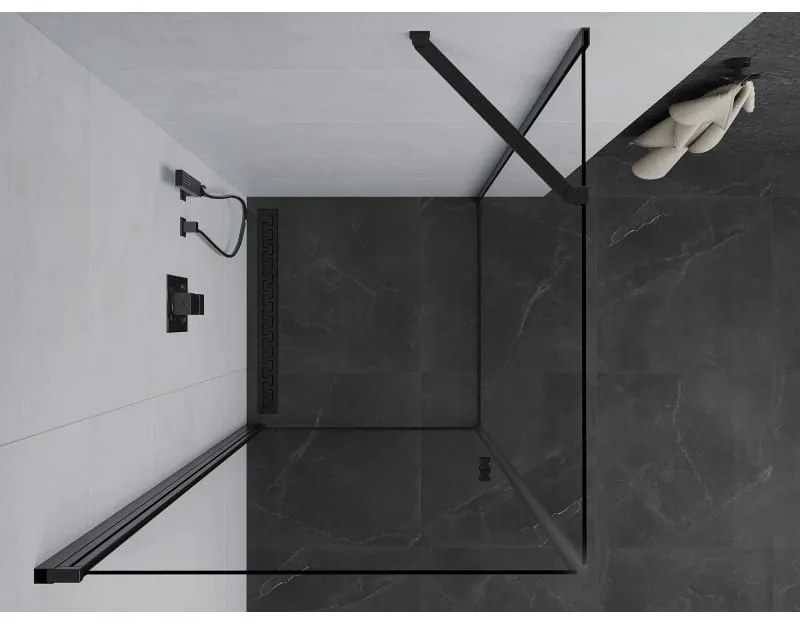 Mexen Pretoria, sprchovací kút 100 (dvere) x 100 (stena) cm, 6mm číre sklo, čierny profil, 852-100-100-70-00