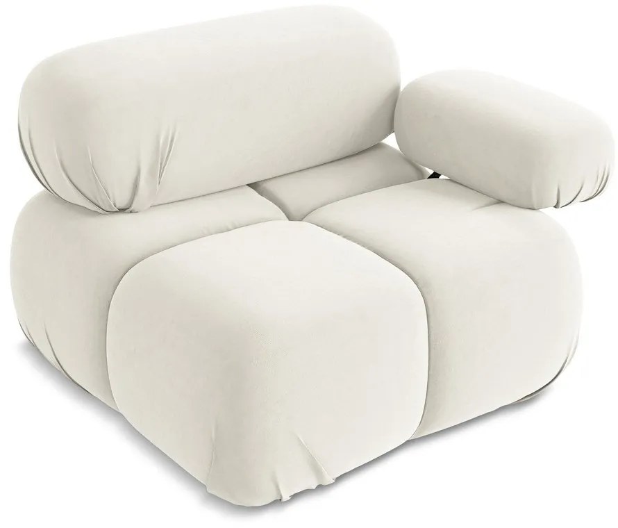 Biely zamatový modul pohovky (pravý roh) Lokua – Makamii