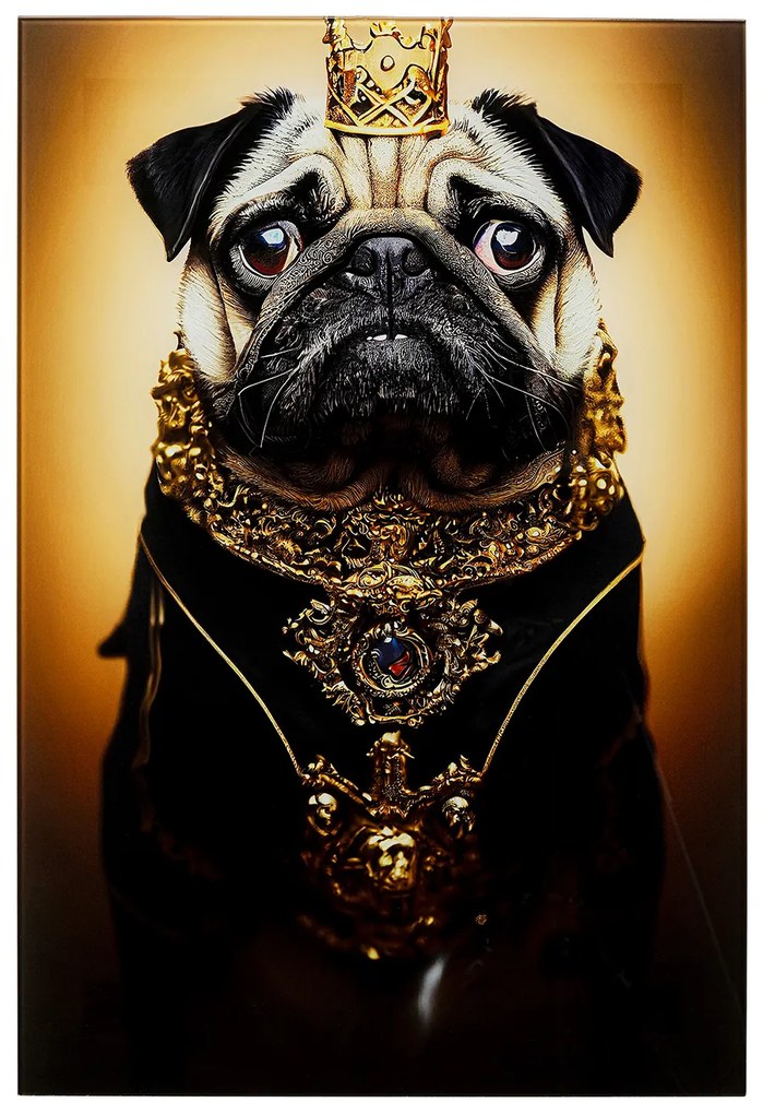 Pug obraz čierno-zlatý 40x60 cm