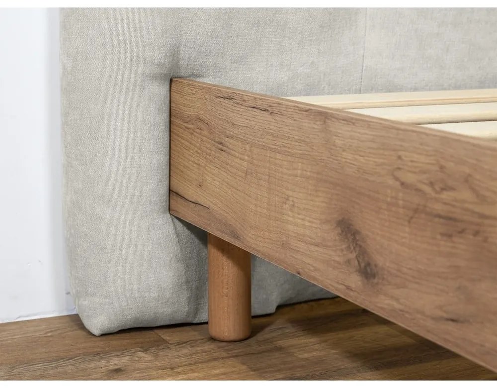 Svetlosivá čalúnená dvojlôžková posteľ s roštom 160x200 cm Kumo – Bobochic Paris