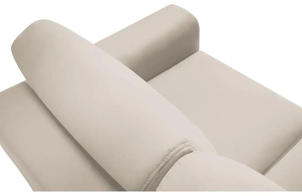 Béžová zamatová rozkladacia/s úložným priestorom pohovka 235 cm Kyoto – Cosmopolitan Design