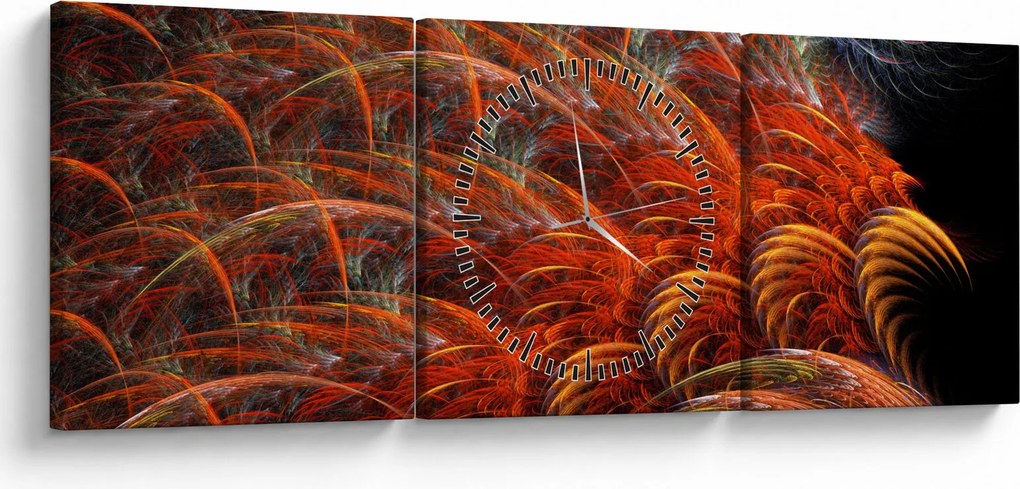 Obraz - Abstraktná imitácia peria (s hodinami) (90x30 cm)