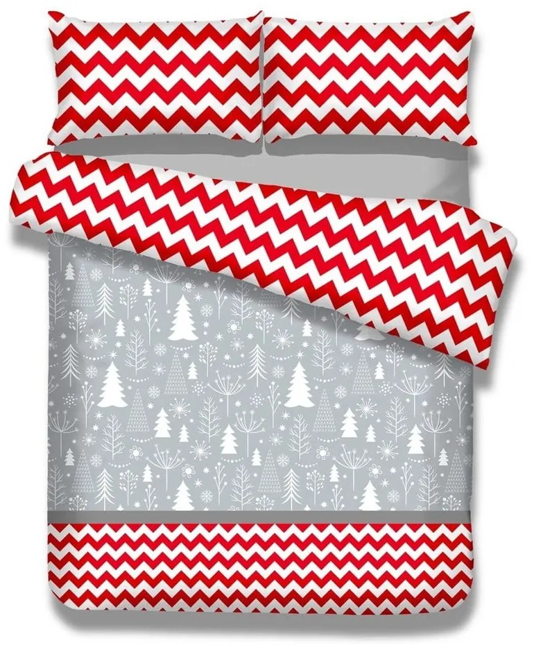 Flanelové obliečky na dvojlôžko AmeliaHome Christmas Mess, 200 × 220 cm + 70 x 80 cm